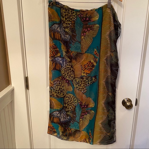 Tasha Accessories - TASHA SCARF ETERNITY WRAP GREEN BLUE BLACK BUTTERFLY PRINT ACCESSORY